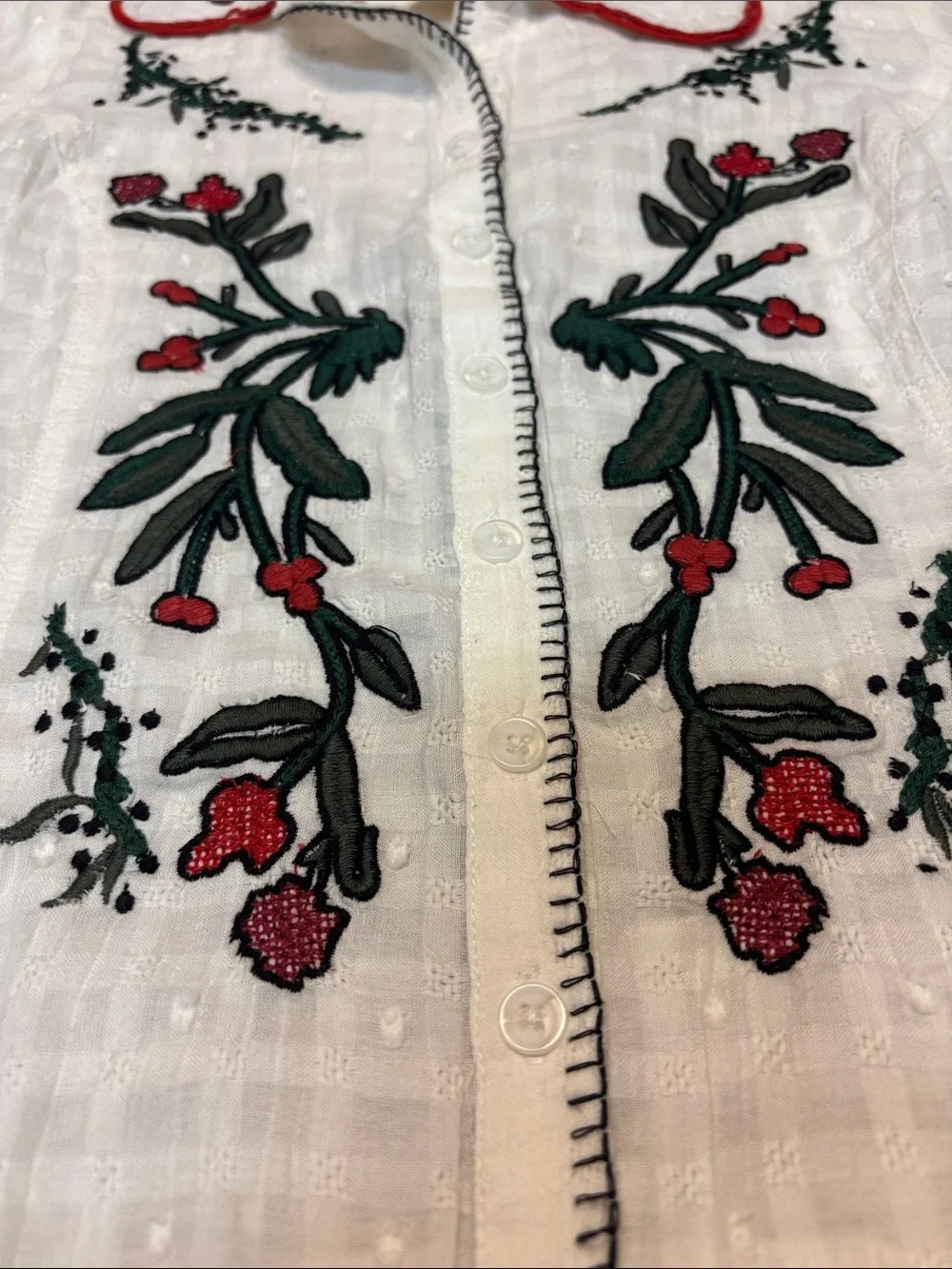 NWT Anthropologie Pilcro Embroidered Puff-Sleeve Folk Blouse - Size L